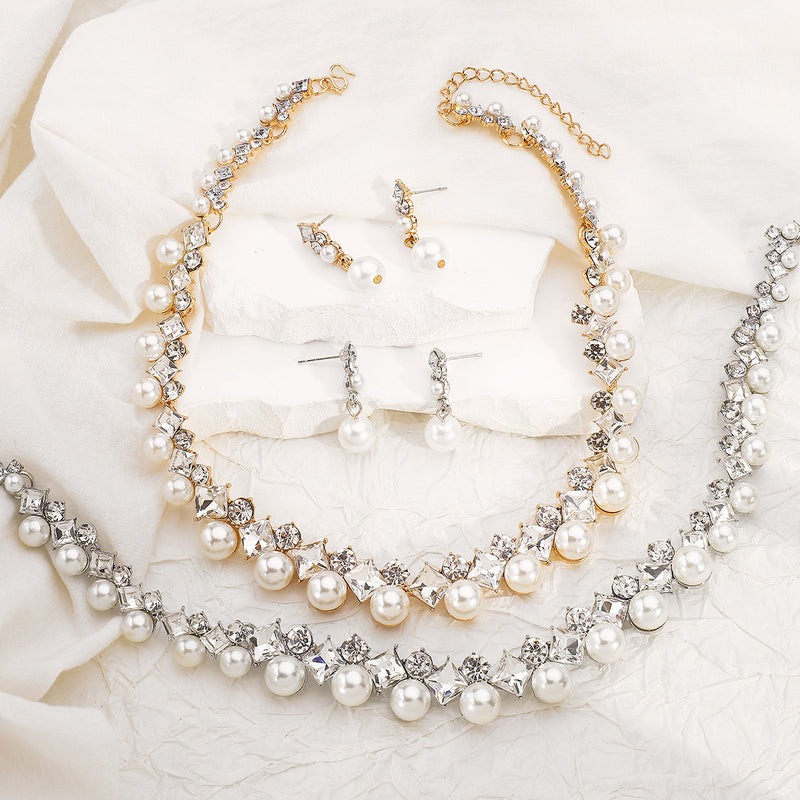 Baroque Alloy Necklace And Earrings Elegant Fashion All-match Bridal Formal Formal Dress Jewelry Suit