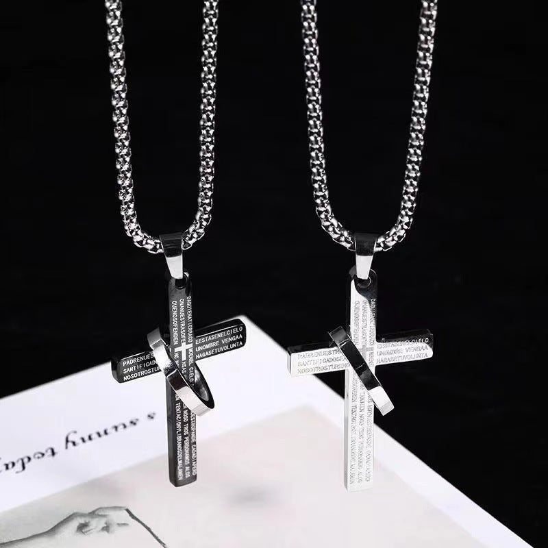 Fashion Jewelry Cross Scripture Ring Necklace