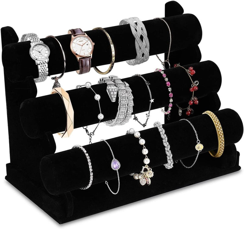 Velvet 3 Tier Jewellery Display Stand Organizer Detachable Bracelet Watch Holder